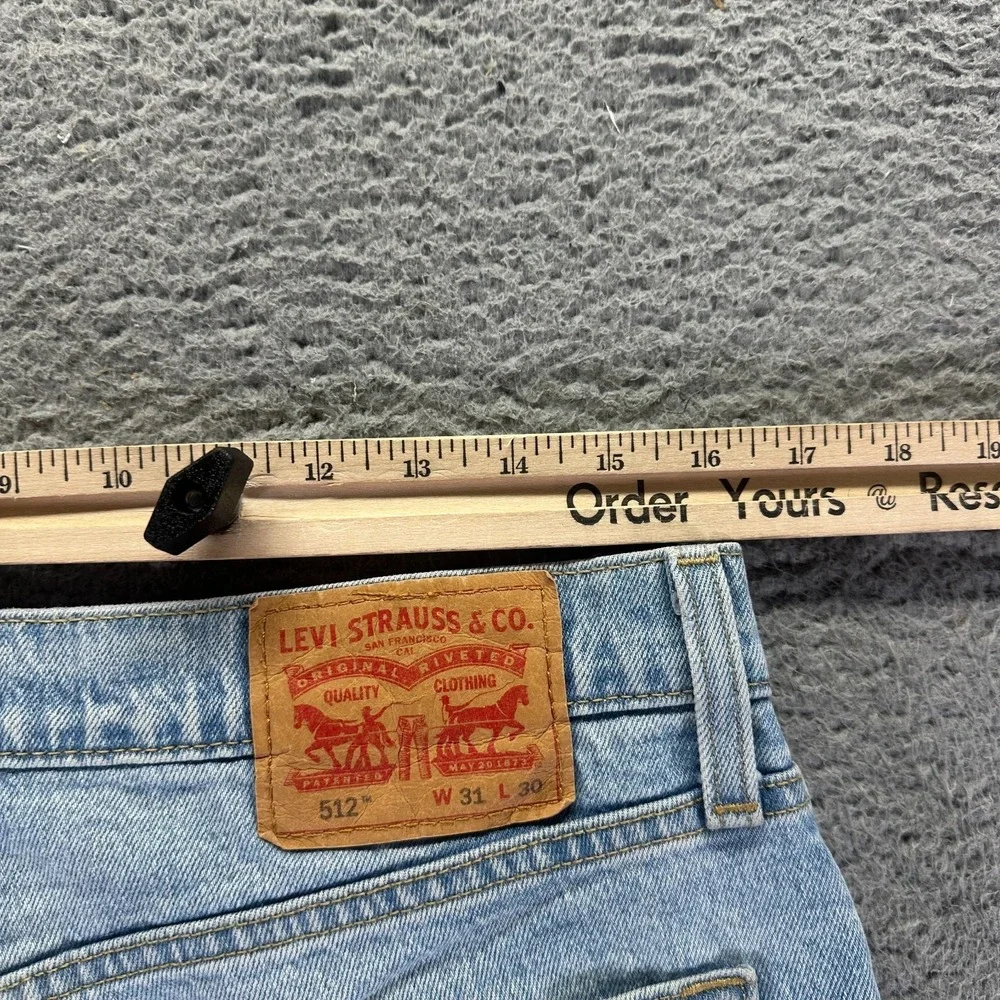 Levi's 512 Jeans Mens 32x30 Blue Cotton Denim Straight Faded Workwear Stretch
